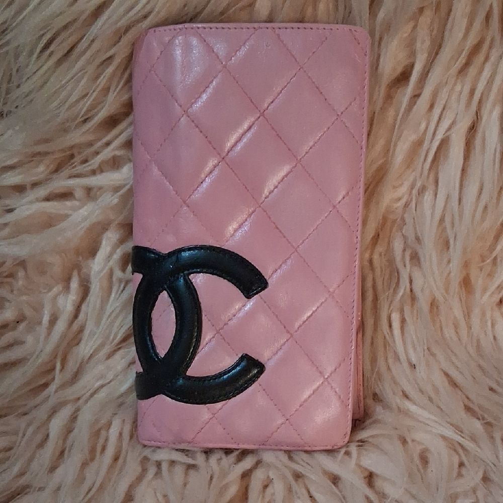 Chanel Pink Quilted Cambon Pink & Black Wallet